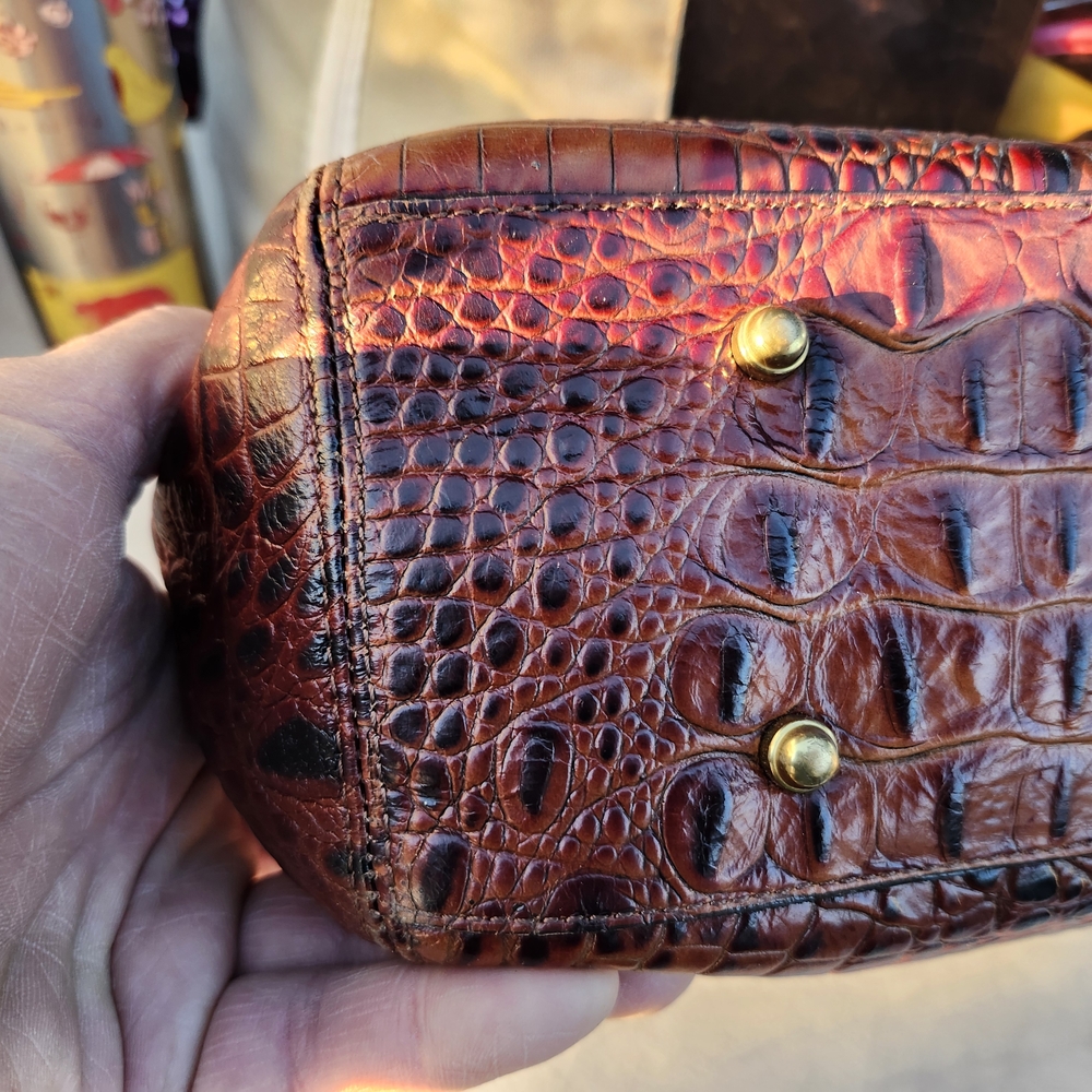 Brown Croc-Embossed Leather Tote Bag by Brahmin - Picture 6 of 15
